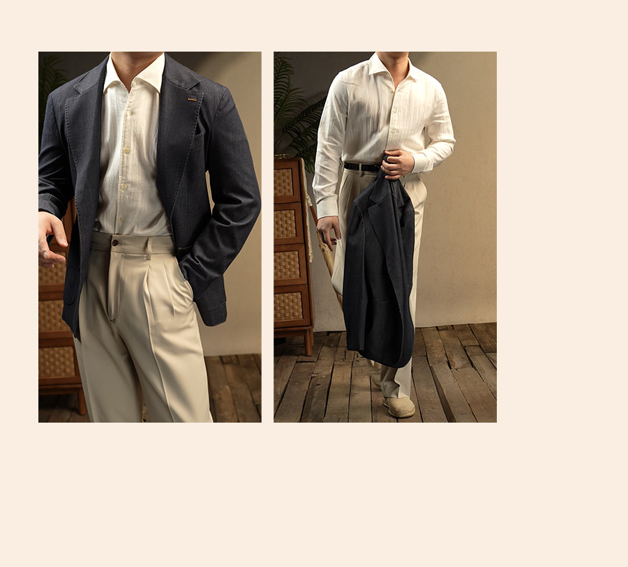 MONSEN Suitory One-Piece Collar Textured Shirt in Linen product image