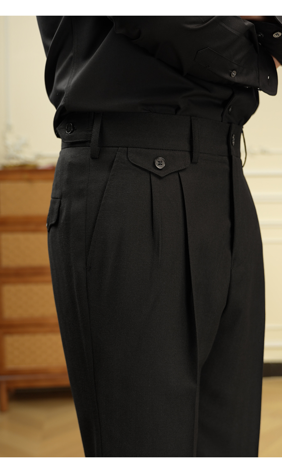 Wrinkle-Resistant Straight Trousers