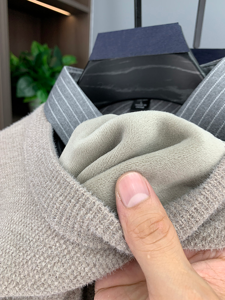 Fleece-Lined Faux  shirt collar Sweater