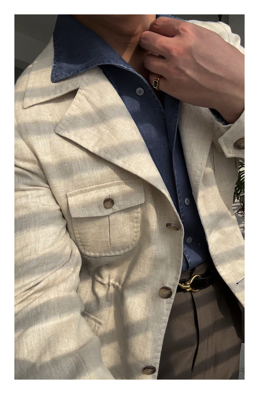 One-Piece Collar Denim Shirt