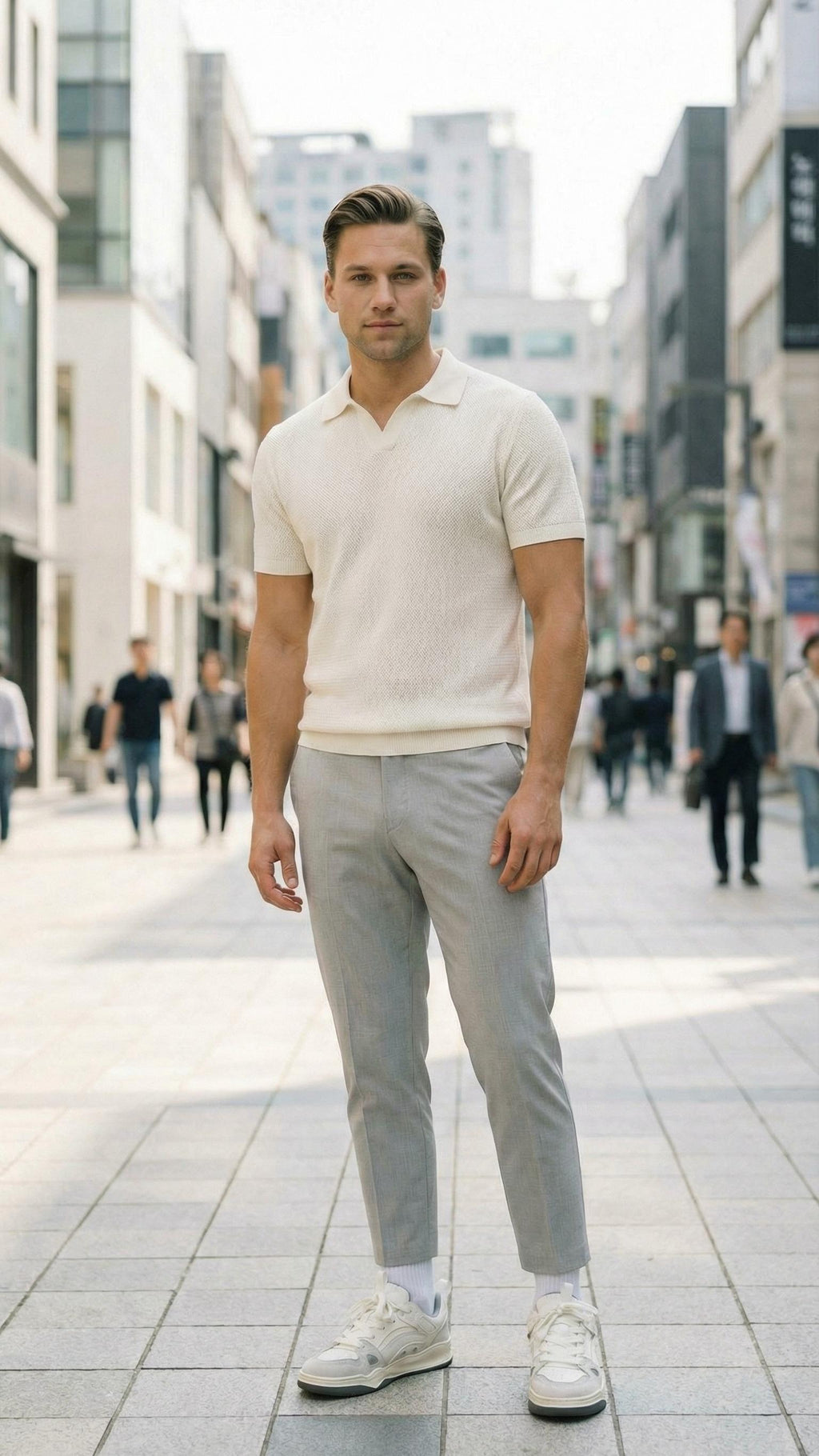 MONSEN Suitory White Low-Top Court Sneakers in Leather product image