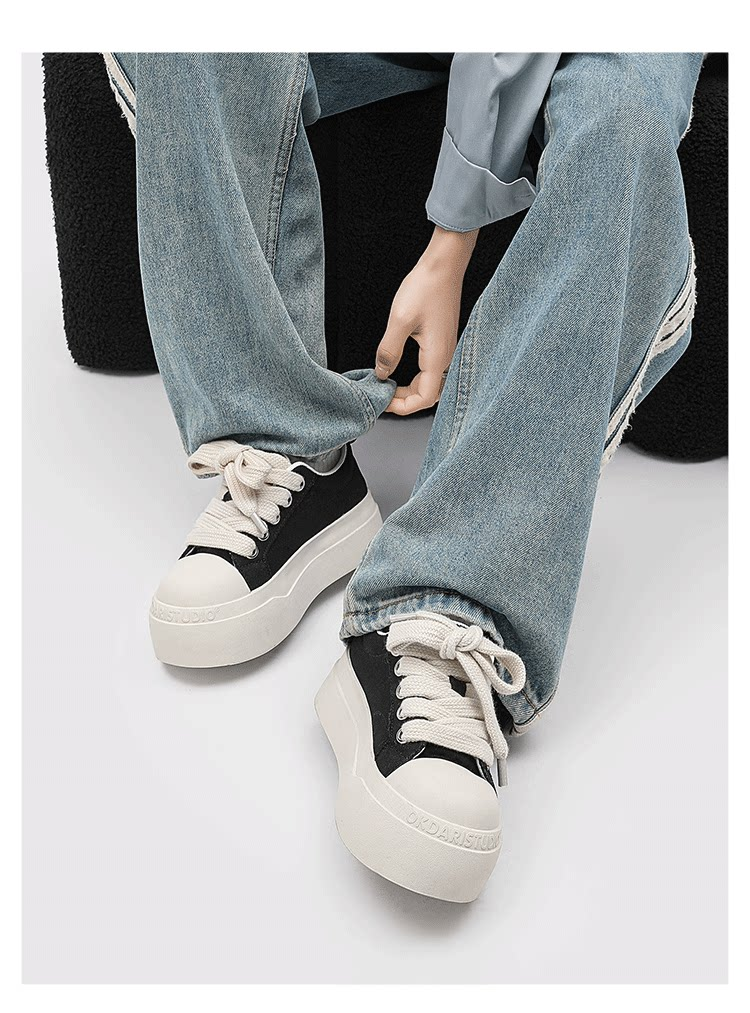 MONSEN Suitory Round-Toe Height-Boost Sneakers in Denim product image