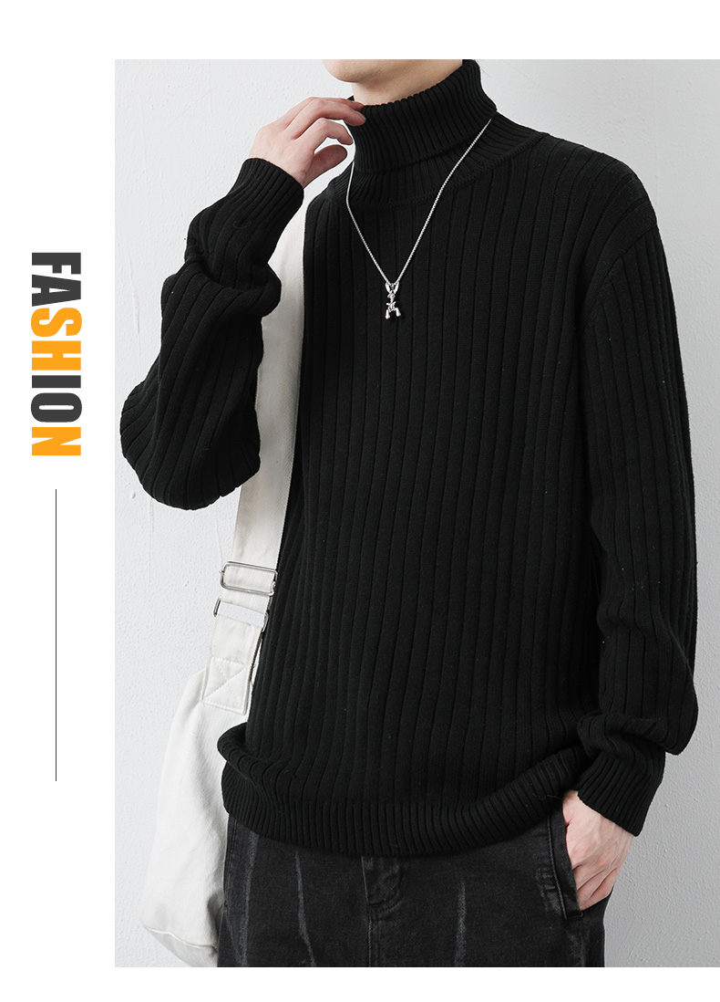 Cotton Turtleneck Stretch Sweater