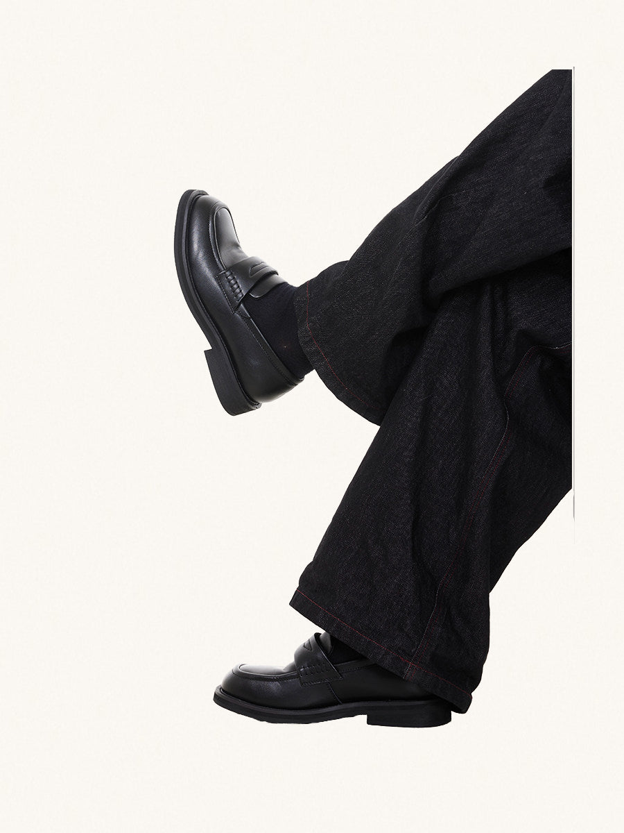 MONSEN Suitory Square-Toe Slip-On Loafers in Leather product image