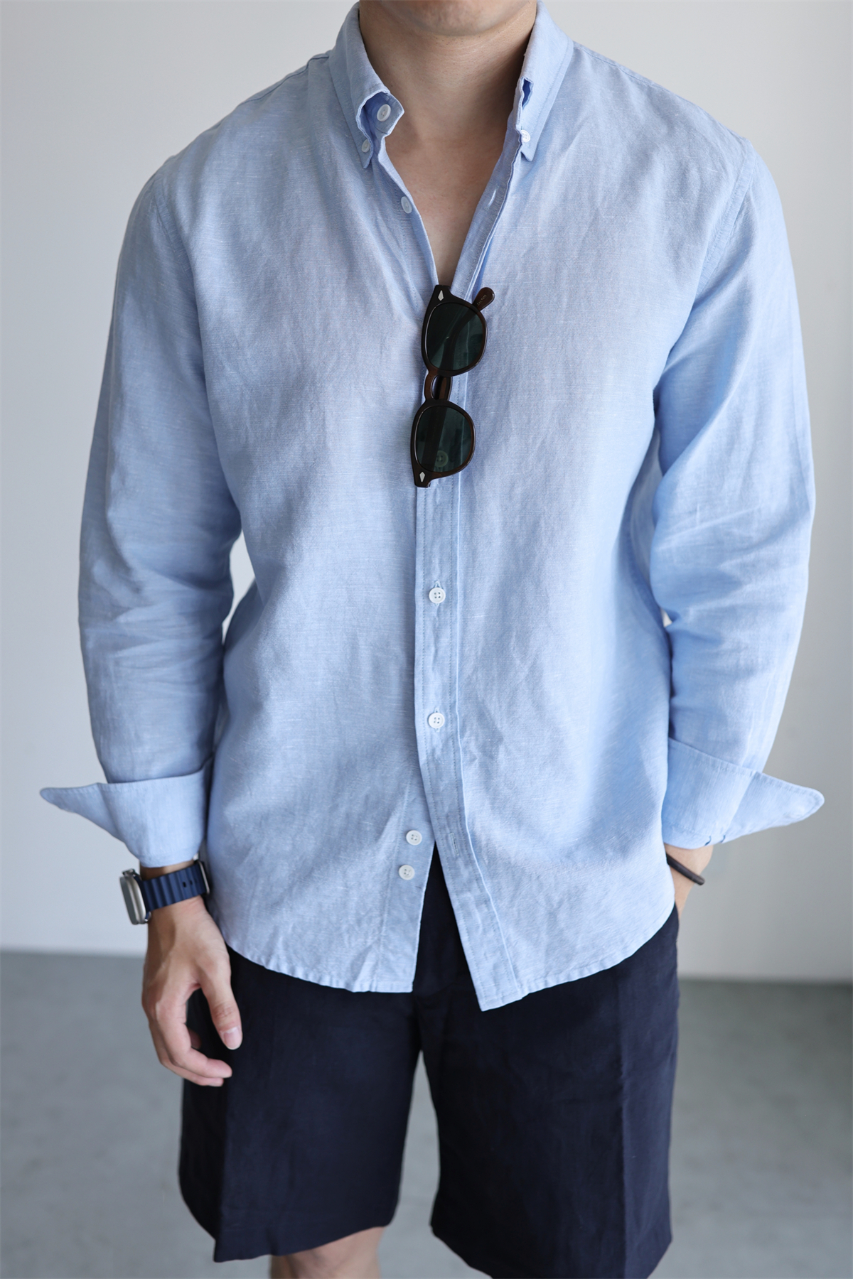 Linen-Cotton Yarn-Dyed Shirt