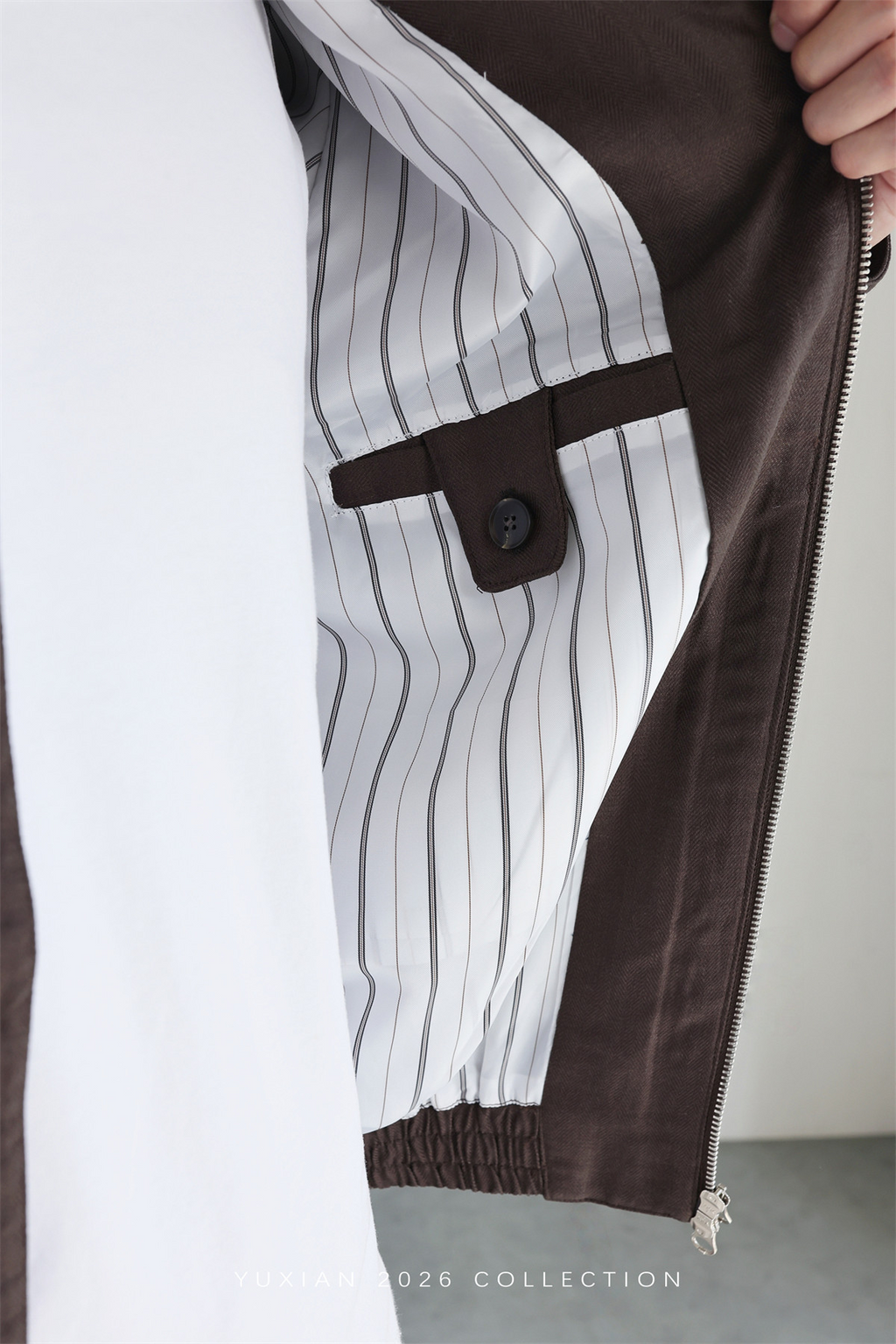 MONSEN Suitory Herringbone Tencel-Linen Lapel Jacket product image
