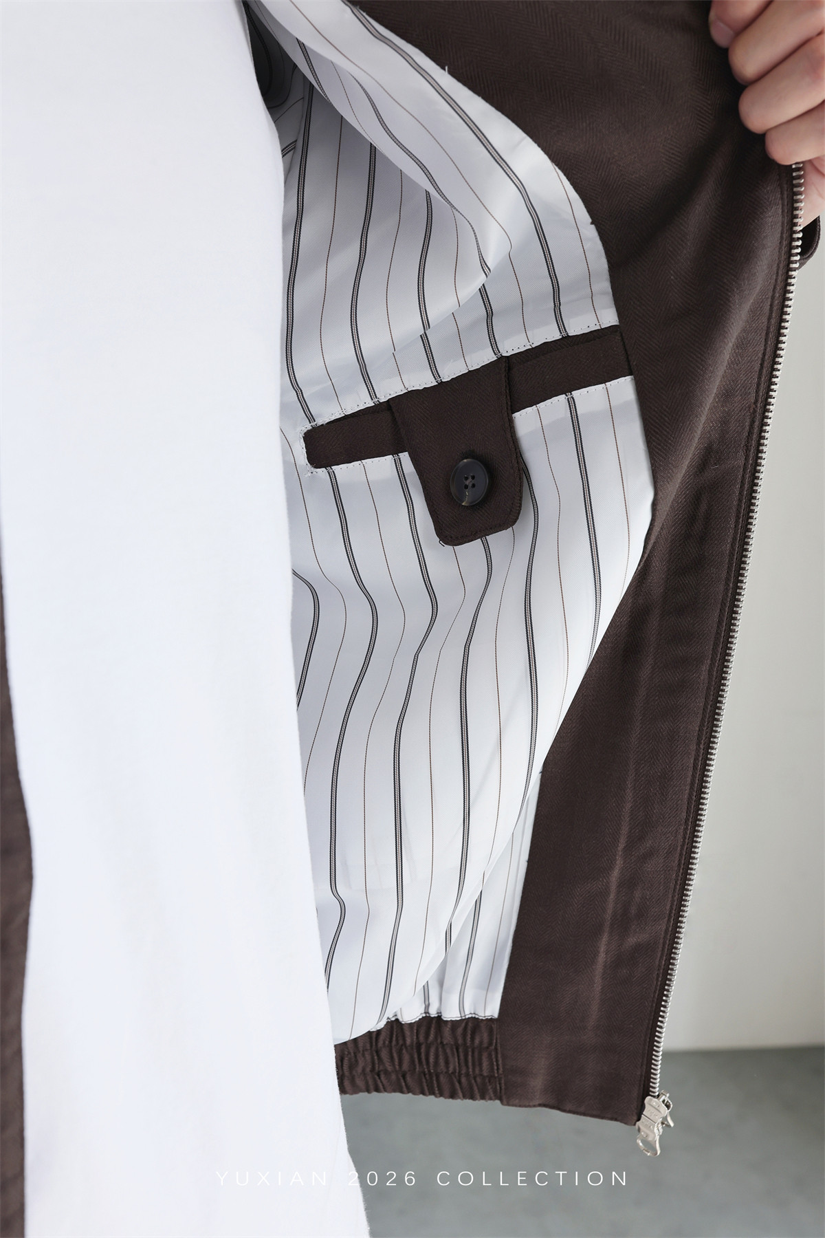 MONSEN Suitory Herringbone Tencel-Linen Lapel Jacket product image