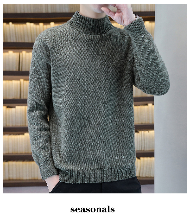 Mock-Neck Fleece Chenille Sweater
