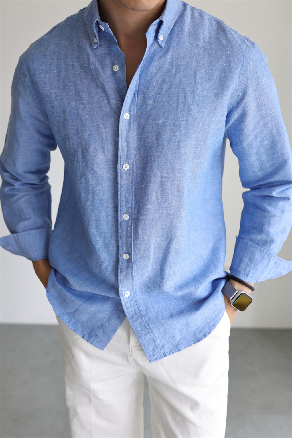 Linen-Cotton Yarn-Dyed Shirt
