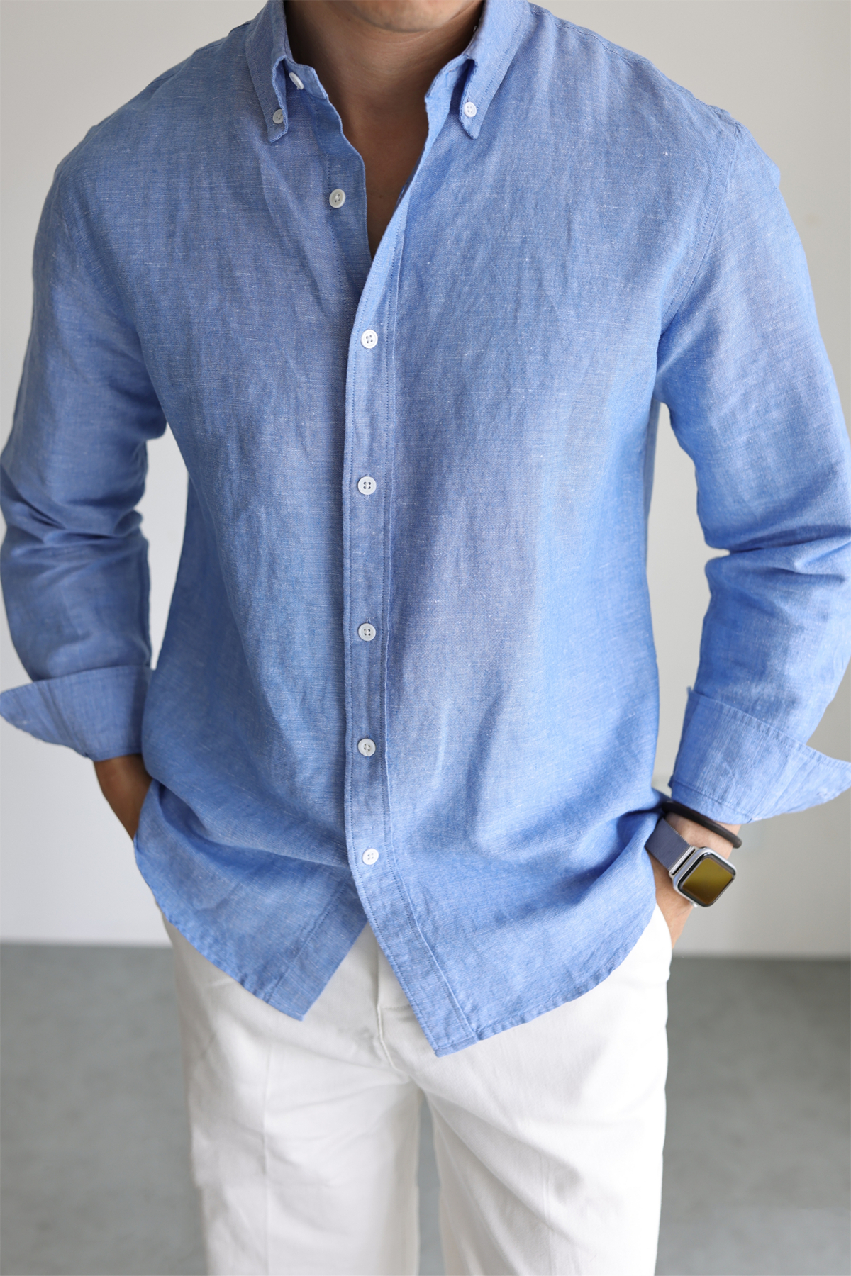 Linen-Cotton Yarn-Dyed Shirt