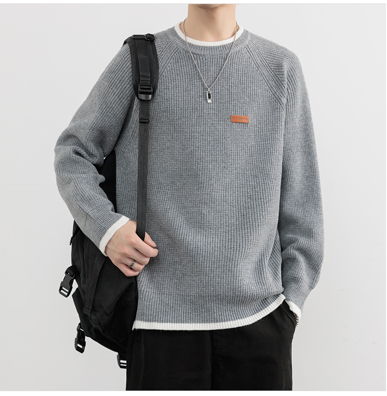 Faux Two-Piece Crewneck Sweater