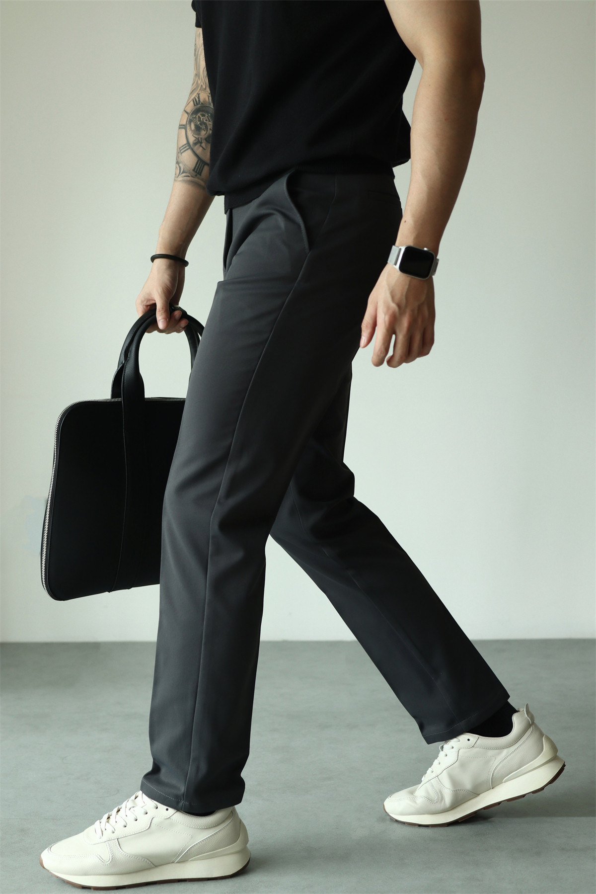 MONSEN Suitory Hidden-Elastic Waist Stretch Ankle Trousers in Performance Blend product image