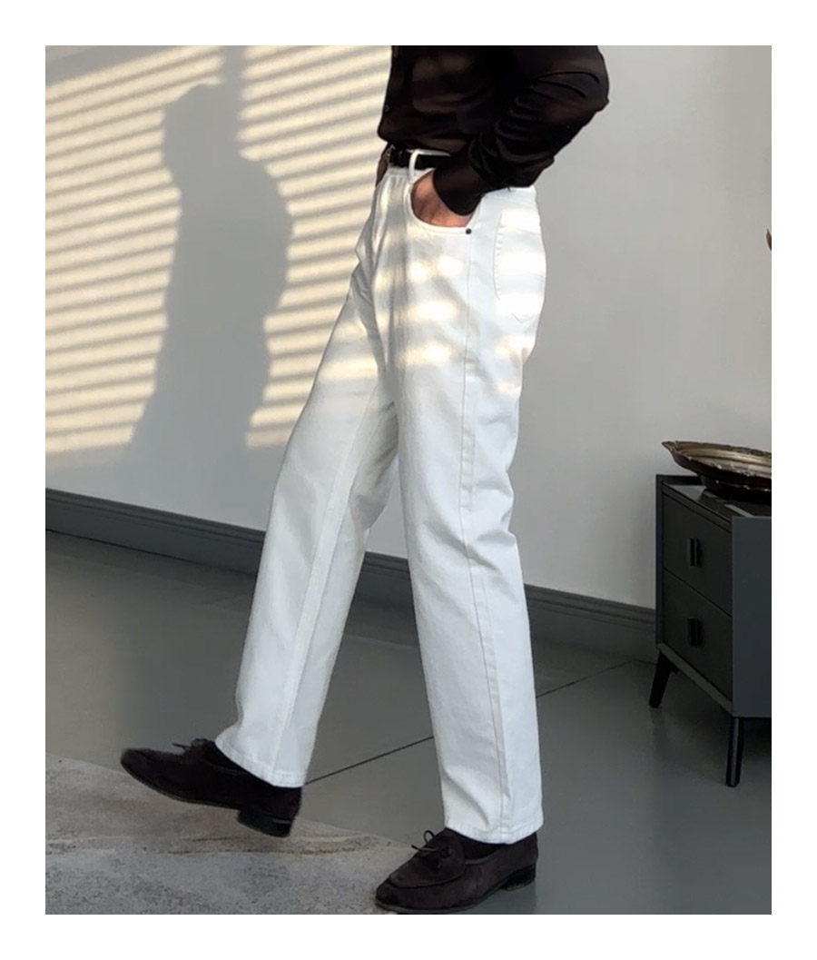 MONSEN Suitory Retro-Washed High-Rise Straight Jeans in Cotton product image