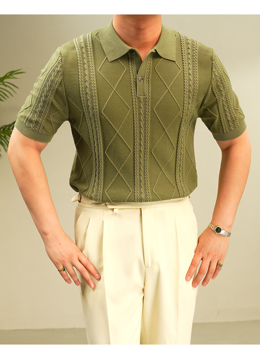 Summer Jacquard Knit Polo