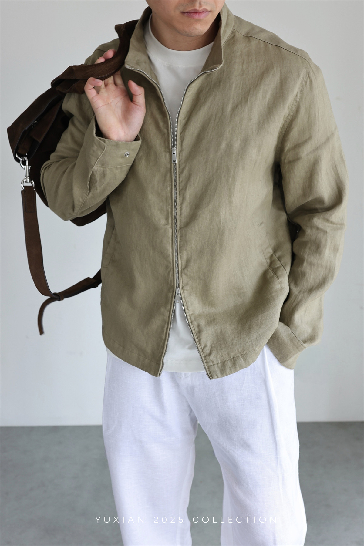 100% Linen Italian Stand-Collar Jacket