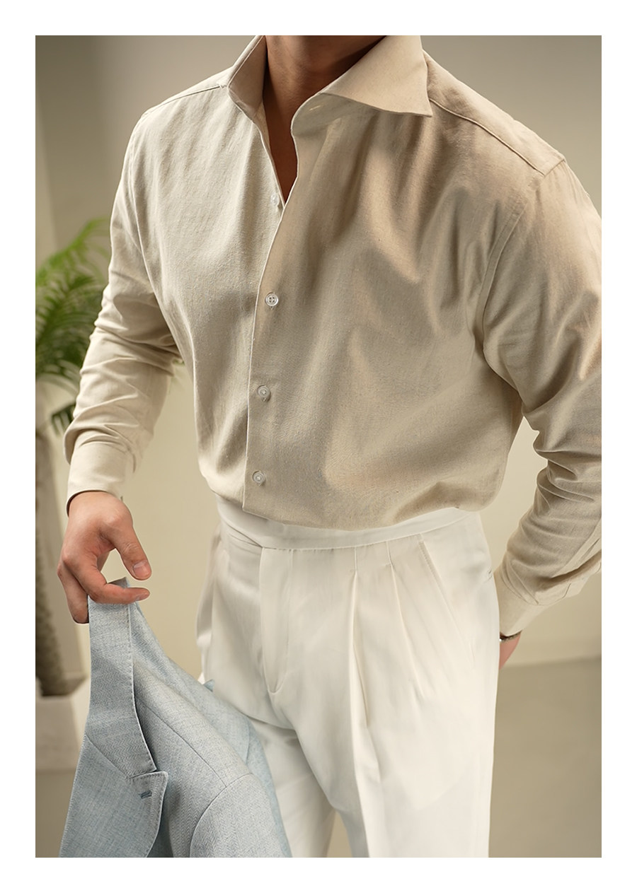 MONSEN Suitory Cotton-Linen Windsor Collar Shirt product image