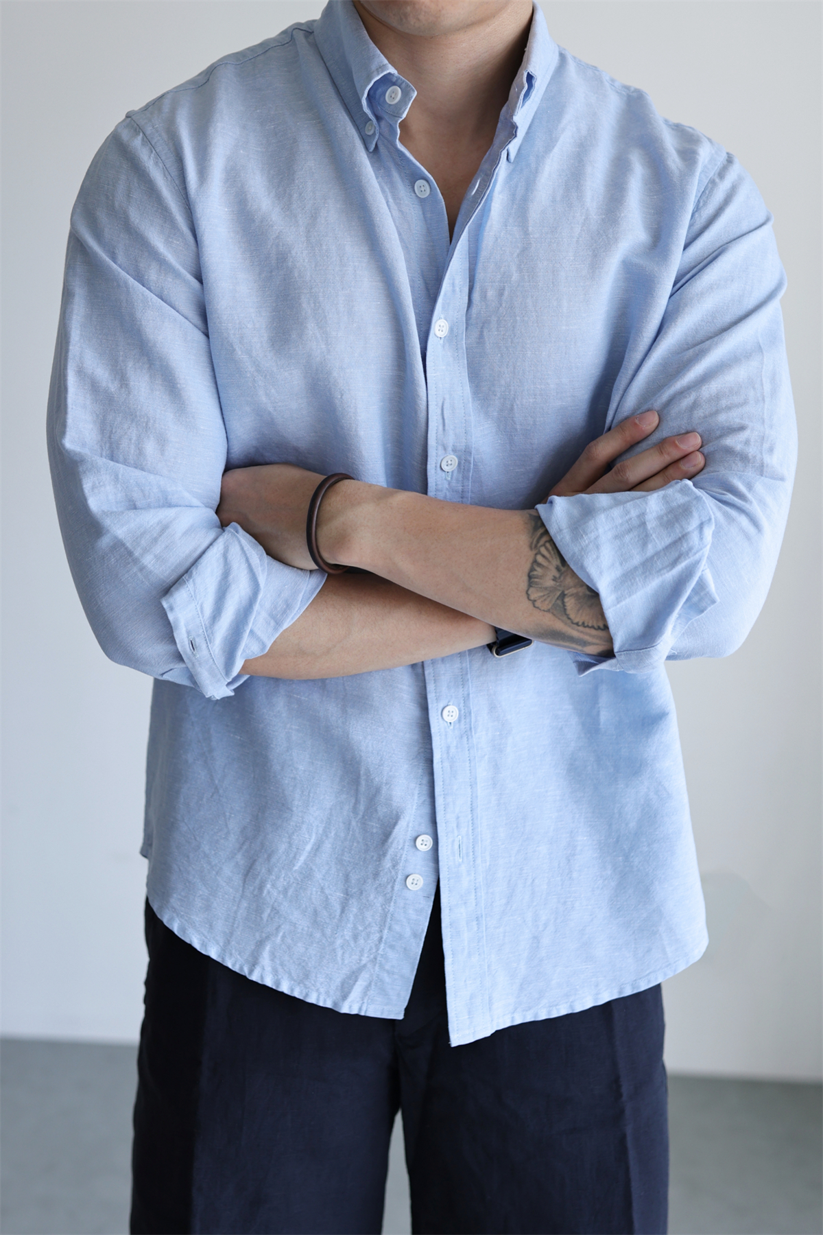 Linen-Cotton Yarn-Dyed Shirt