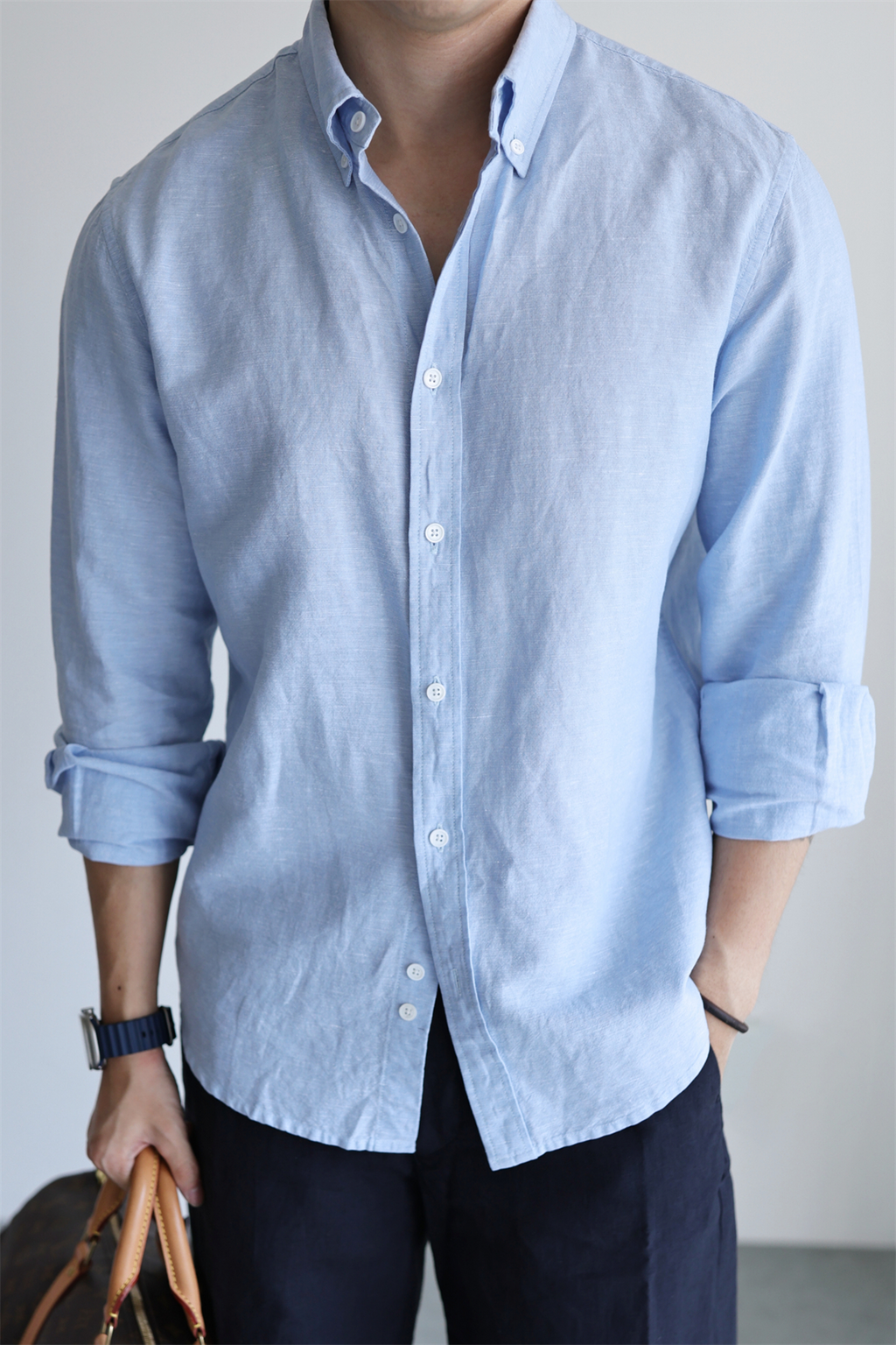 Linen-Cotton Yarn-Dyed Shirt