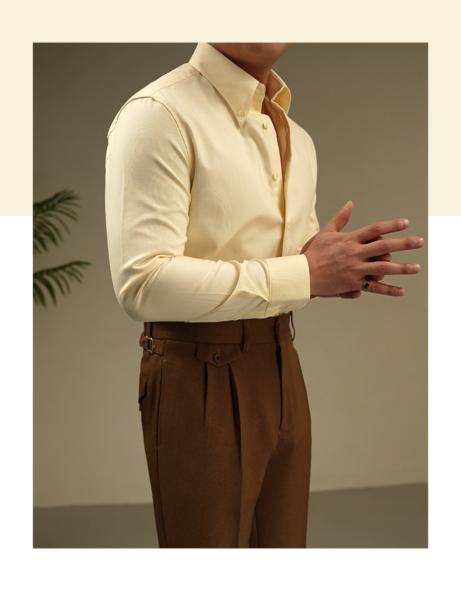 MONSEN Suitory Retro Oxford Non-Iron Wide Collar Shirt in Cotton product image