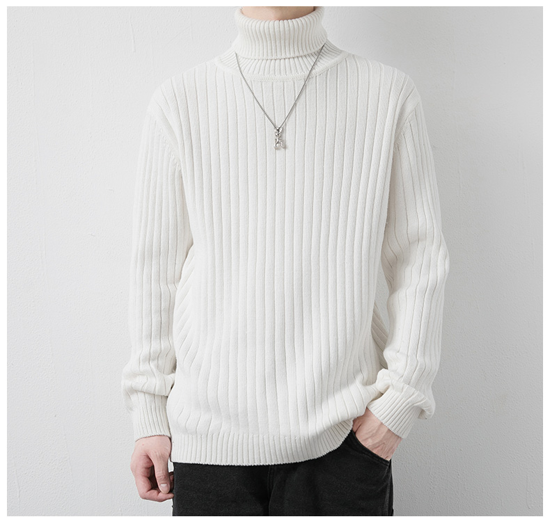 Cotton Turtleneck Stretch Sweater