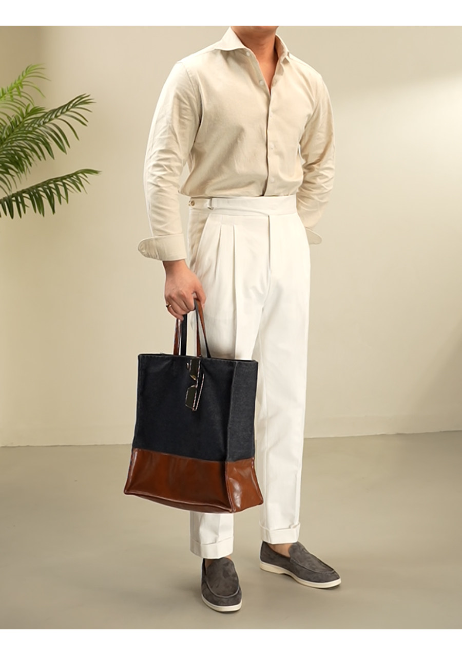 MONSEN Suitory Cotton-Linen Windsor Collar Shirt product image