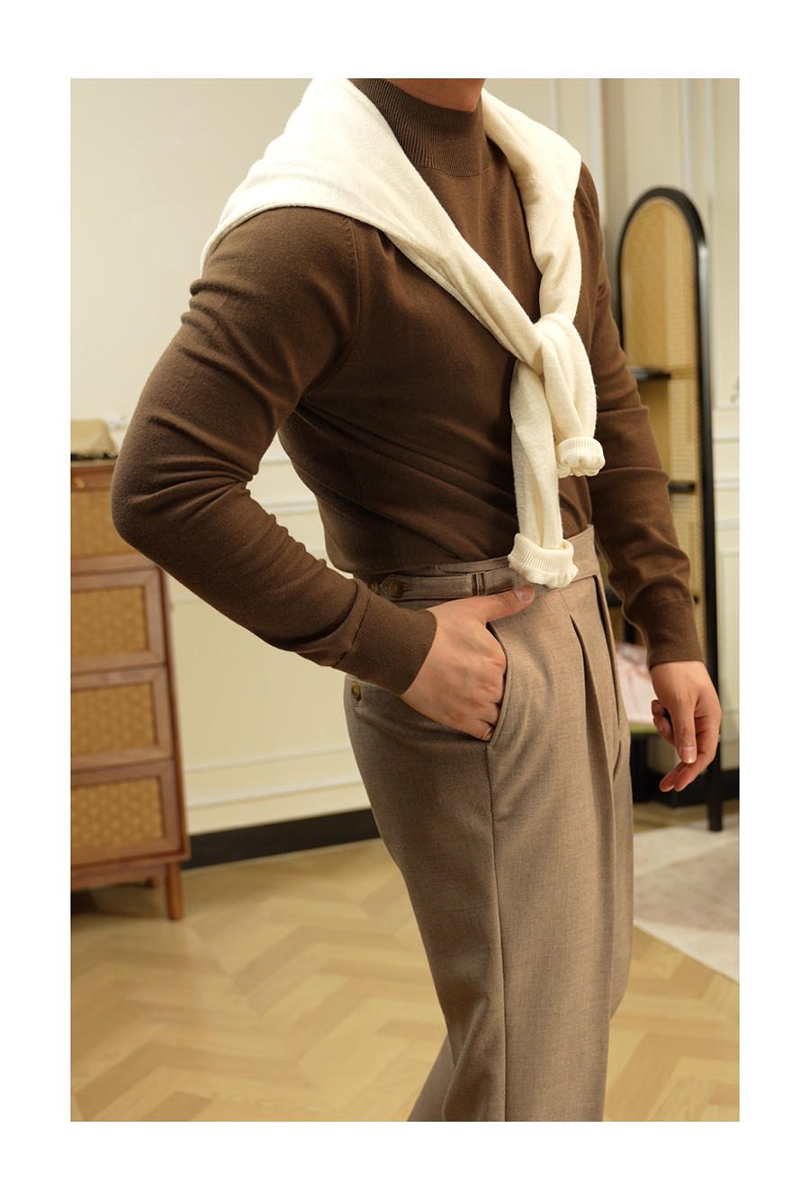 High-Waist Straight Trousers