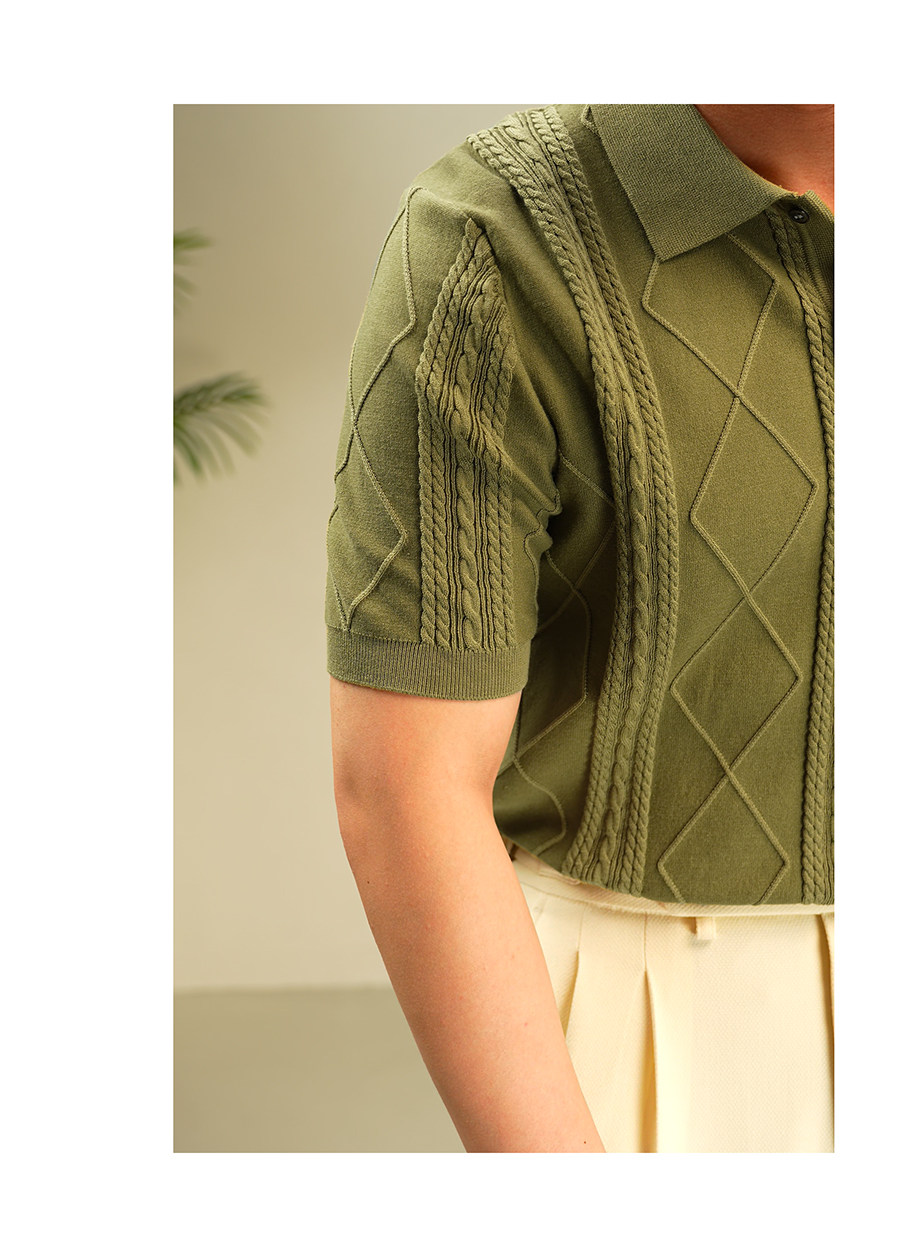 Summer Jacquard Knit Polo