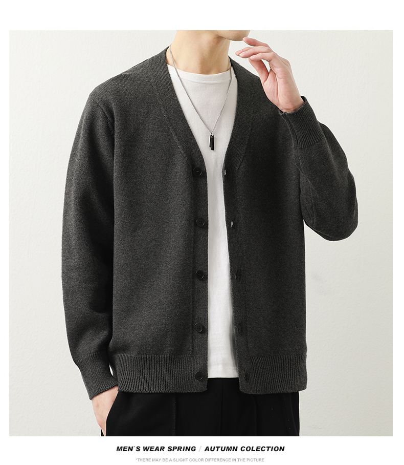 Cotton-Rich V-Neck Knit Cardigan