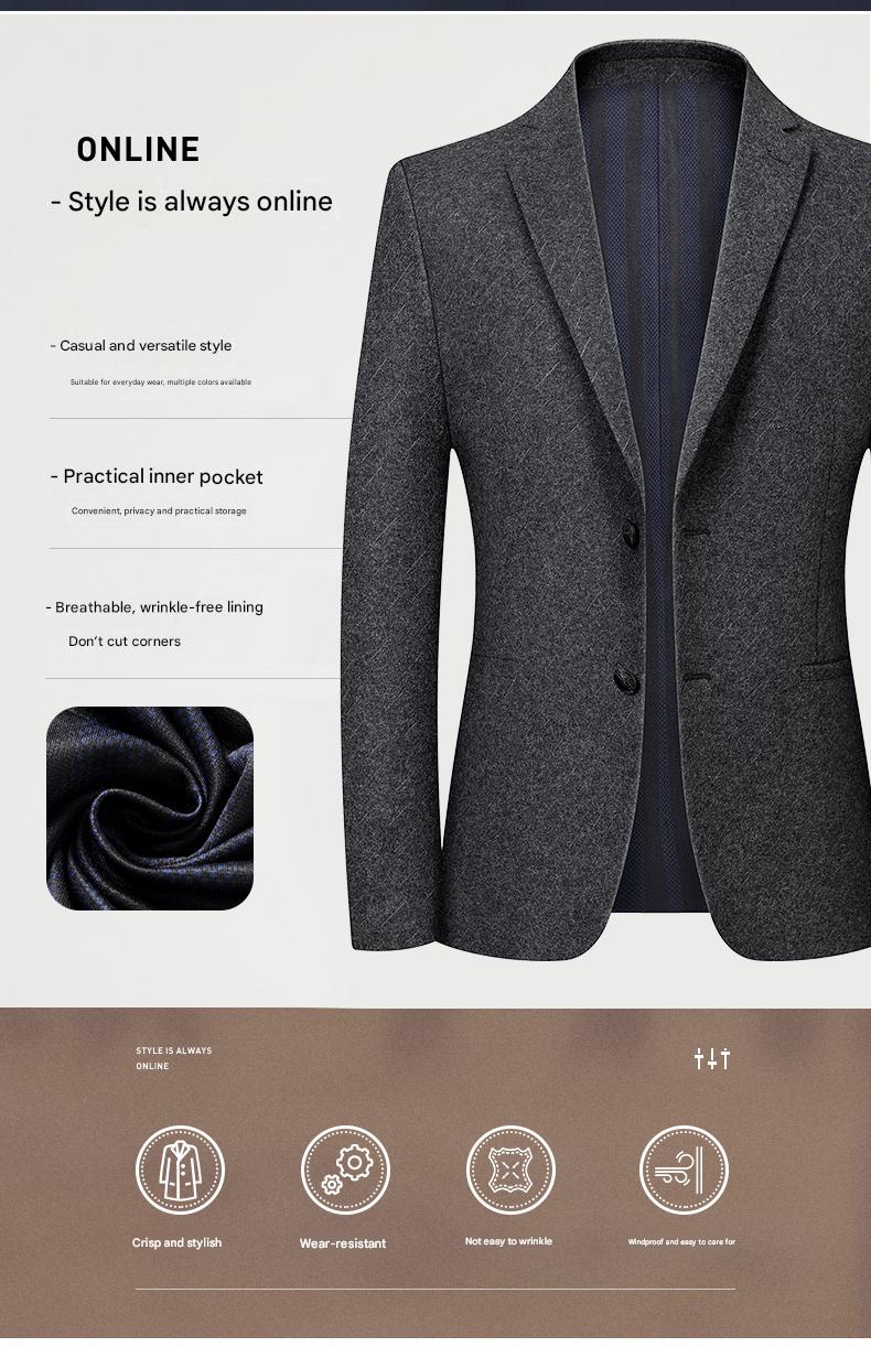 Wool Blend Single Blazer