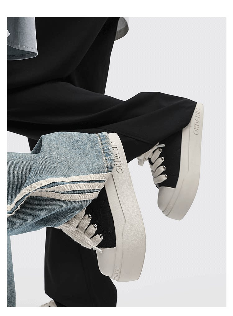 MONSEN Suitory Round-Toe Height-Boost Sneakers in Denim product image