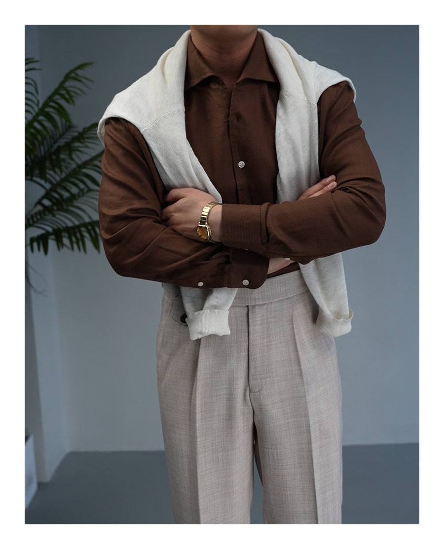 100% Linen Small V-Neck Shirt