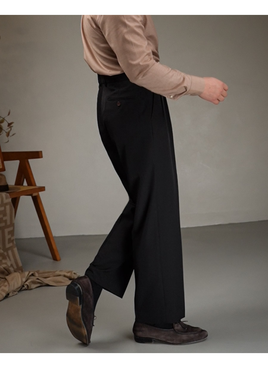 MONSEN Suitory High-Waisted Non-Iron Drape Trousers in Performance Blend product image