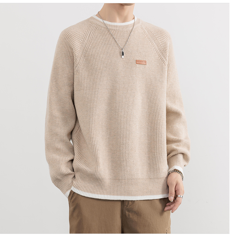 Faux Two-Piece Crewneck Sweater