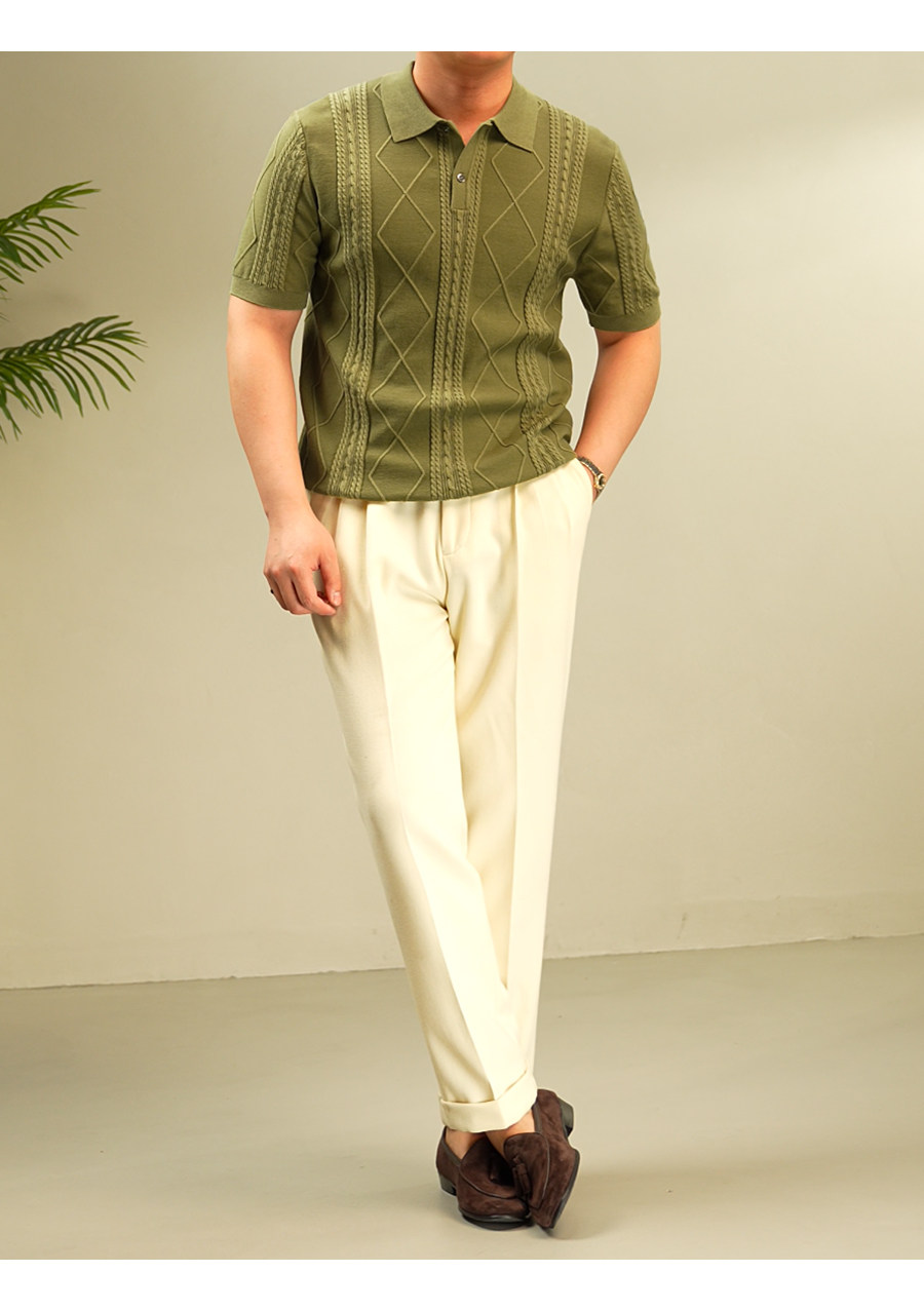 Summer Jacquard Knit Polo