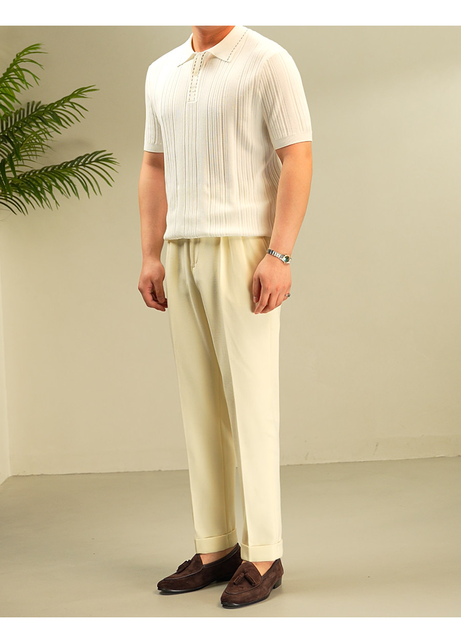 Old-Money Textured Knit Polo