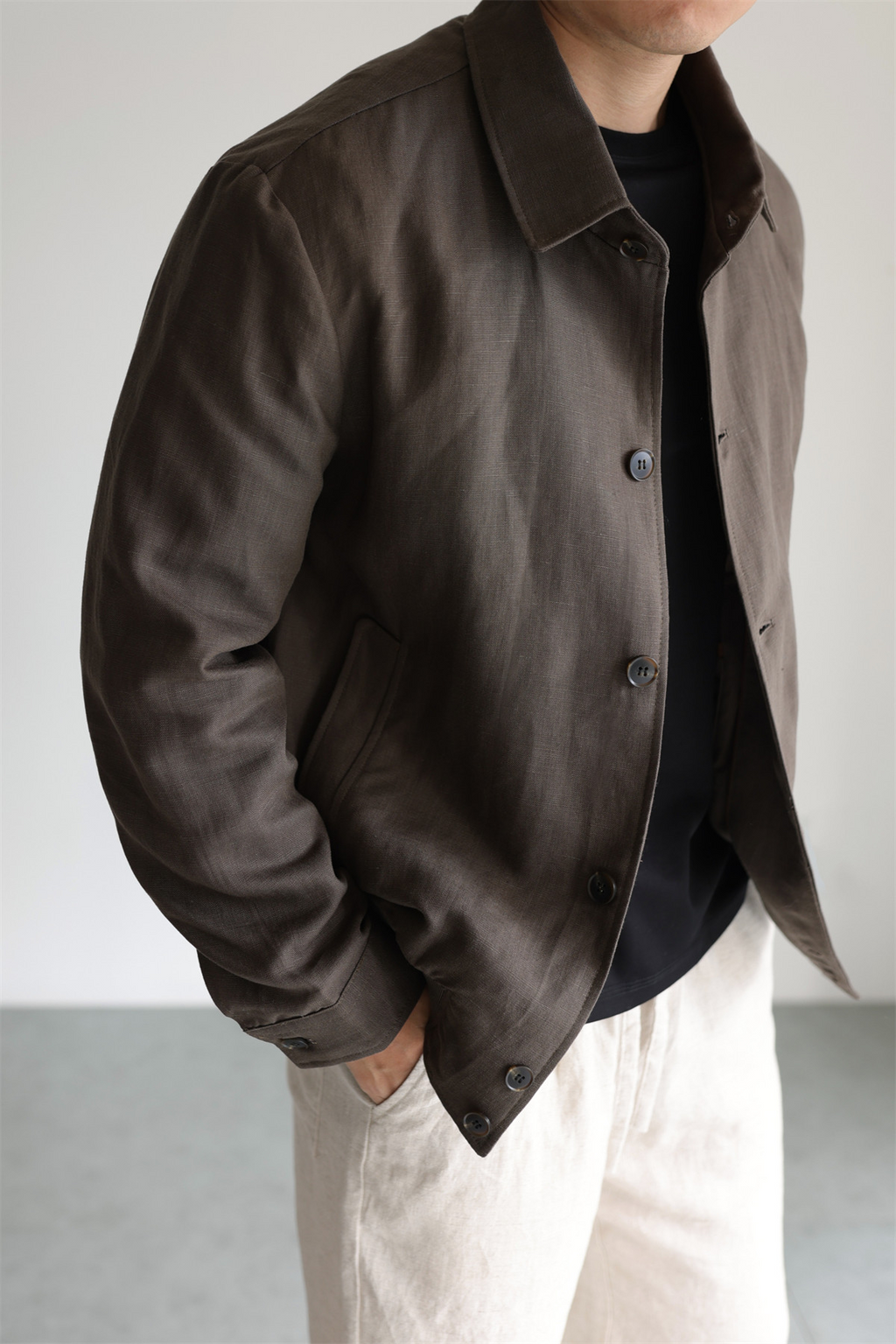 MONSEN Suitory Tencel-Linen Lightweight Sheen Lapel Jacket product image