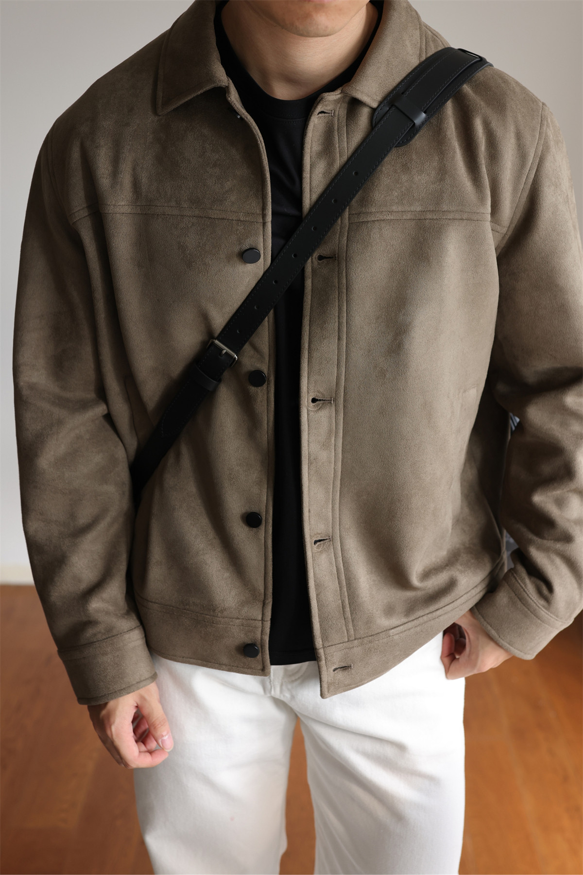 MONSEN Suitory Double-Brushed Faux Suede Lapel Jacket product image
