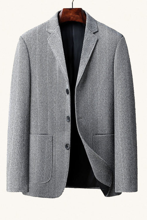 MONSEN Suitory 3 Button Herringbone Jacket in Performance Blend front view