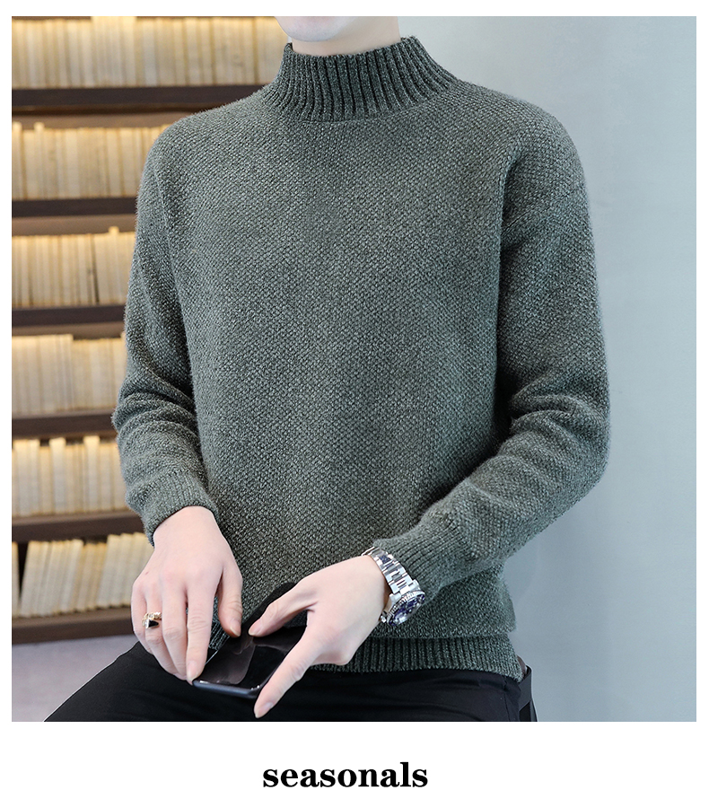 Mock-Neck Fleece Chenille Sweater