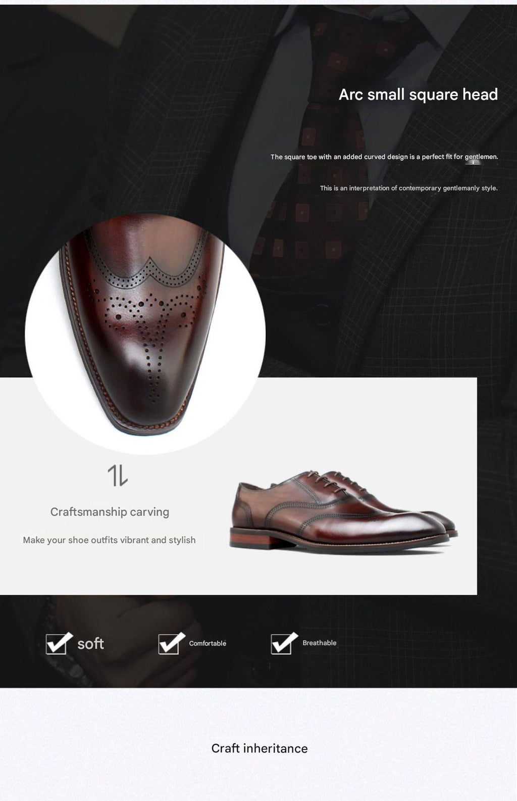 MONSEN Suitory Brogue Oxford Dress Shoes in Leather product image
