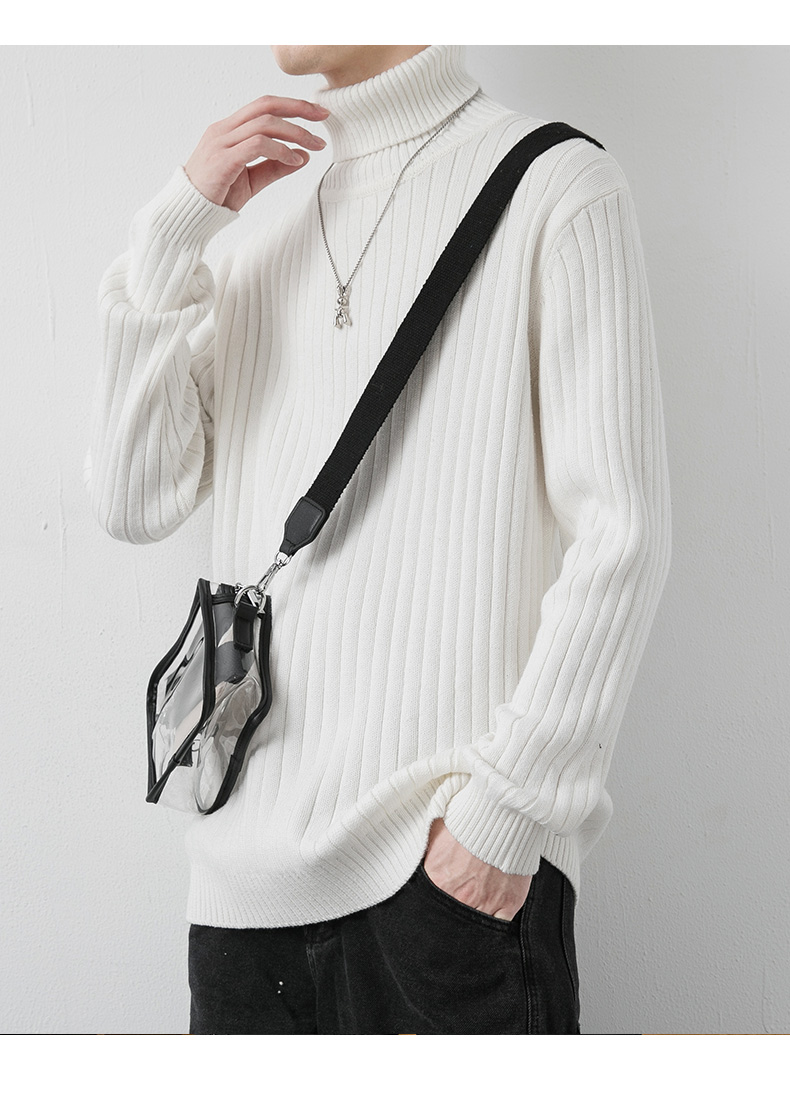 Cotton Turtleneck Stretch Sweater