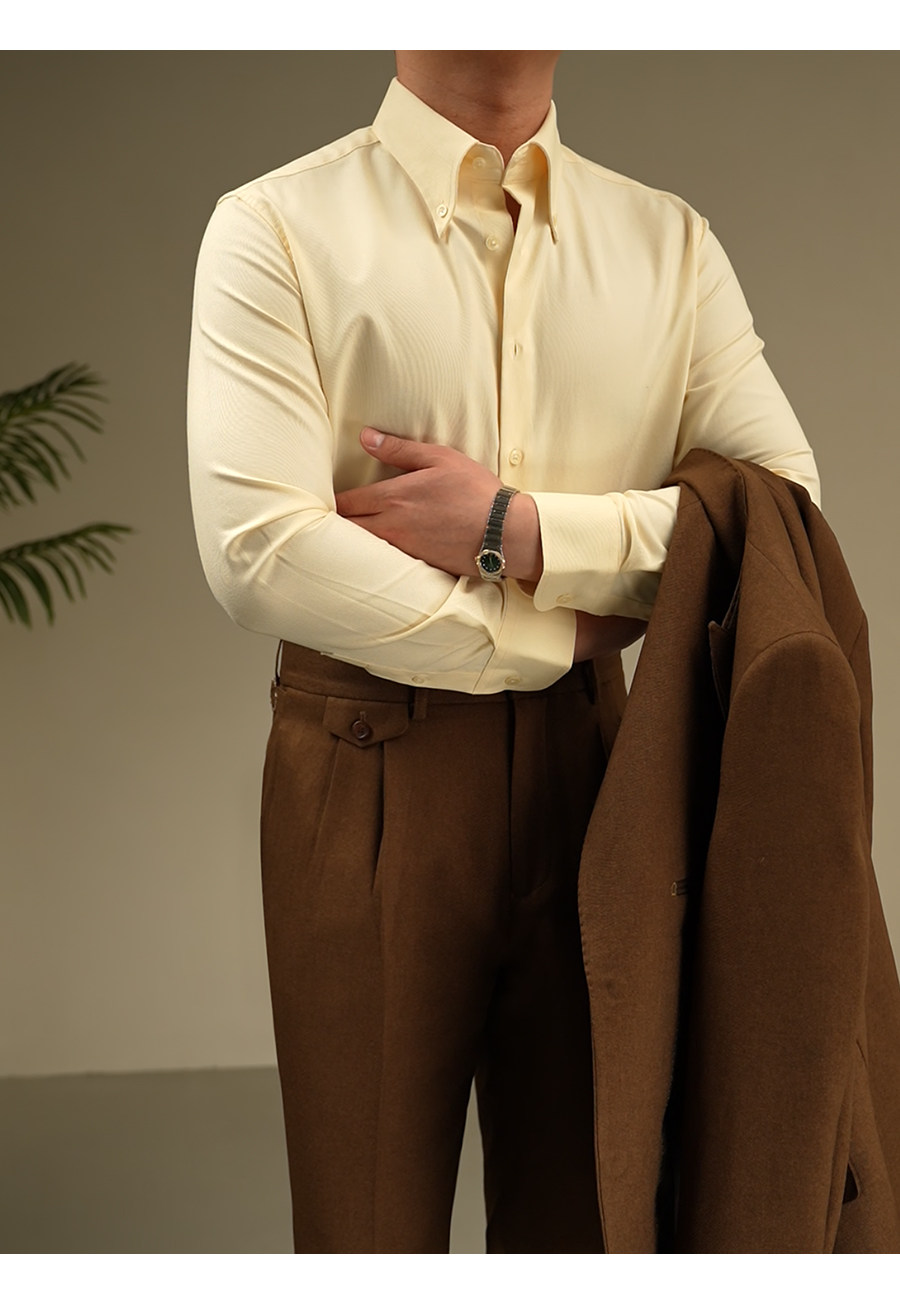 MONSEN Suitory Retro Oxford Non-Iron Wide Collar Shirt in Cotton product image