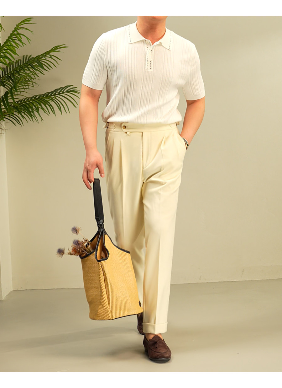 Old-Money Textured Knit Polo