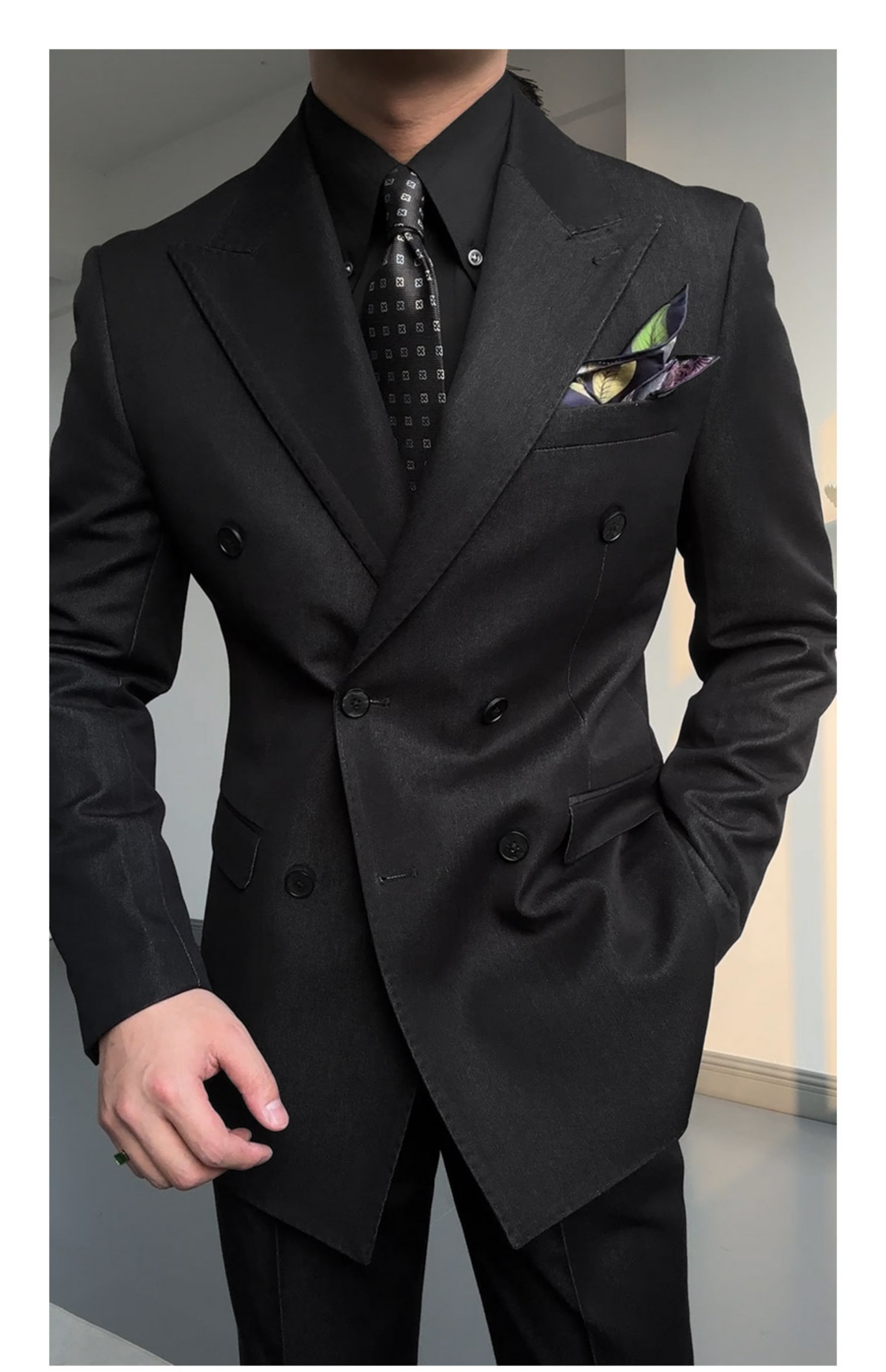 Black DB Peak-Lapel Suit