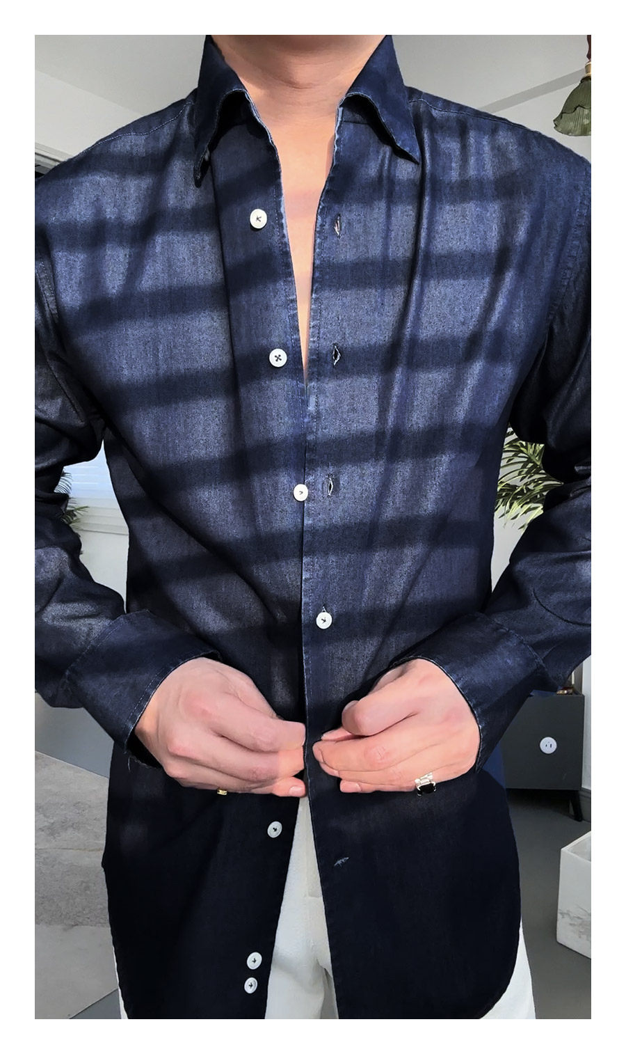 One-Piece Collar Denim Shirt