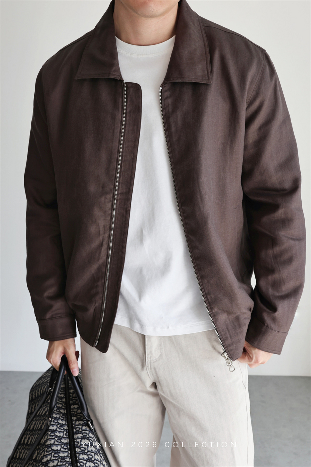 MONSEN Suitory Herringbone Tencel-Linen Lapel Jacket product image