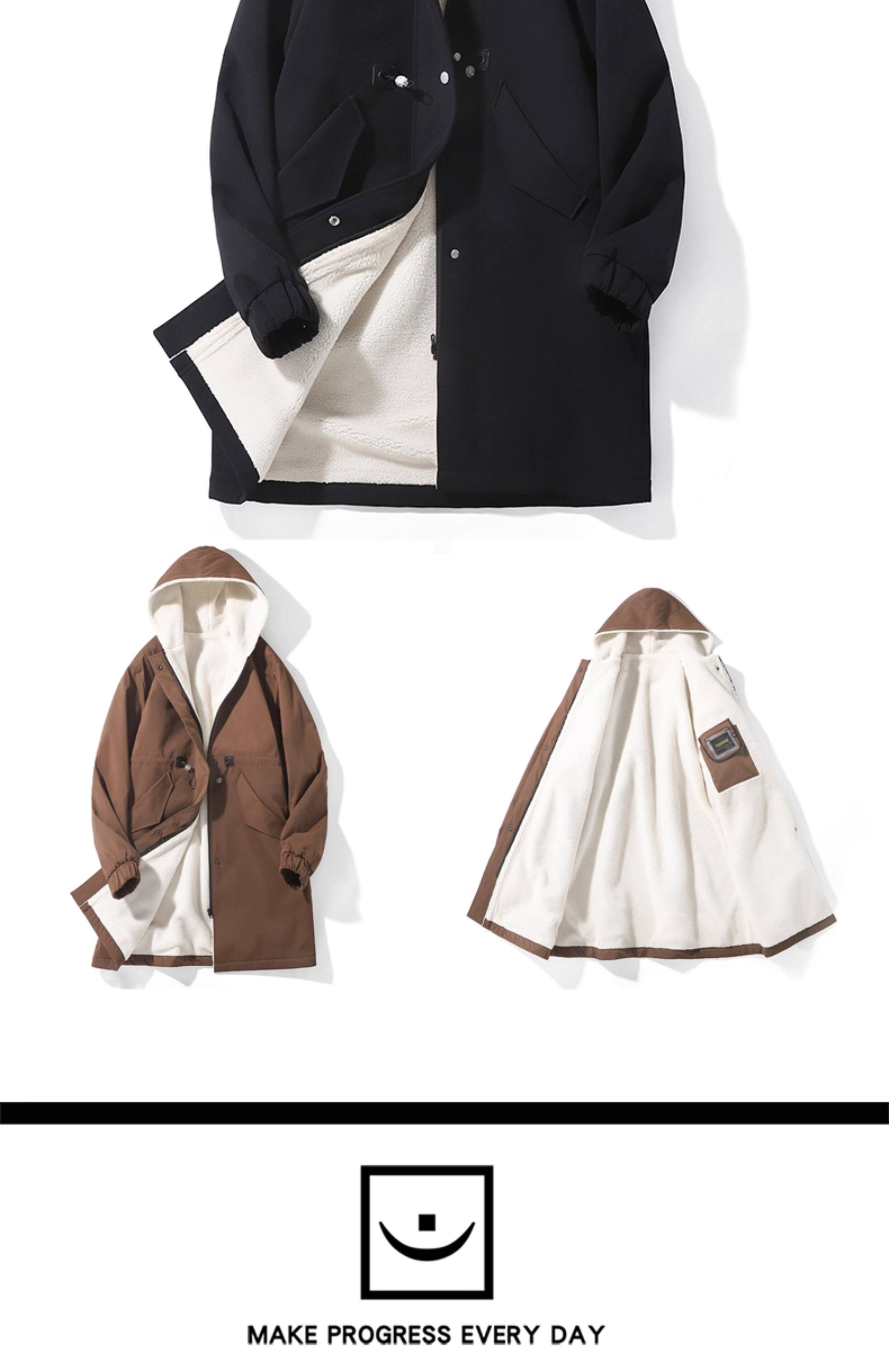 Mid-Length Hooded Trench-Style Coat