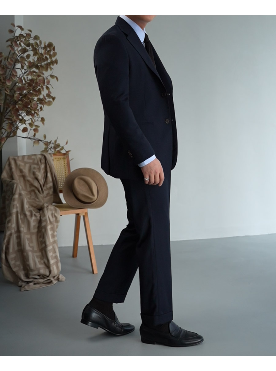 MONSEN Suitory Napoli Navy Dark-Stripe Suit in Wool product image