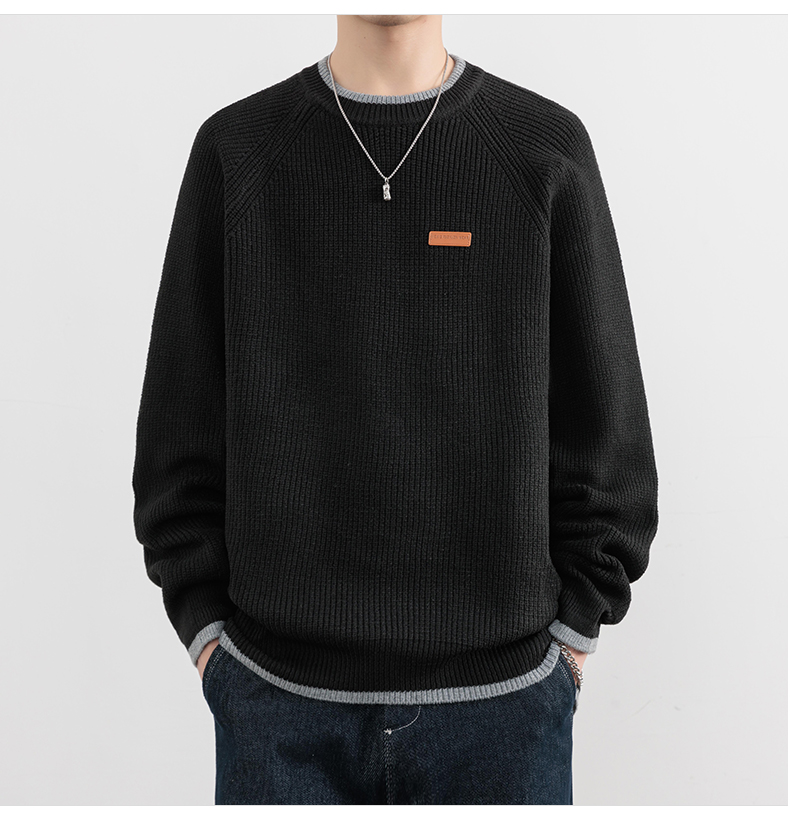 Faux Two-Piece Crewneck Sweater