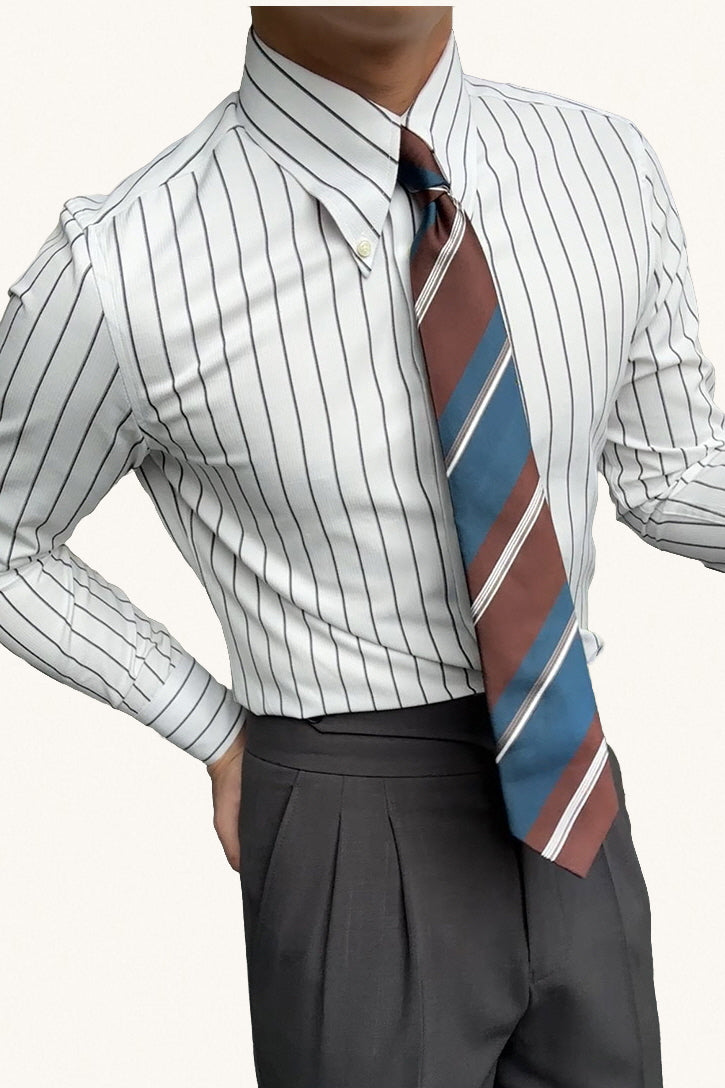 MONSEN Suitory Vintage Striped Dress Shirt in Cotton product image